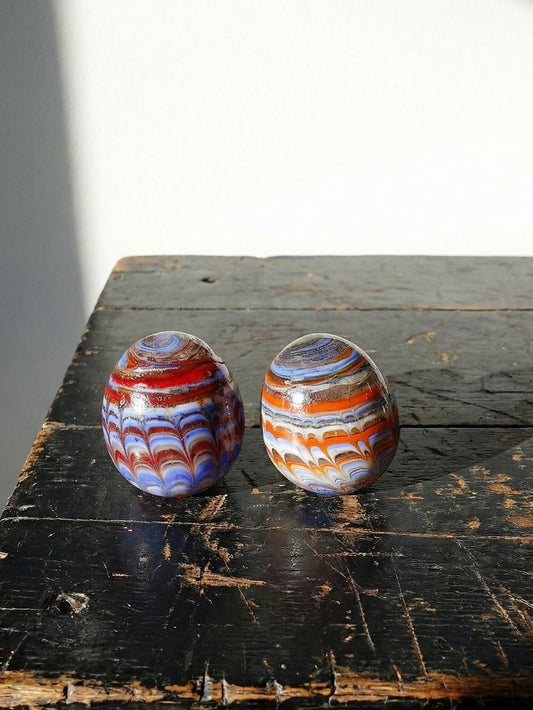 Vintage Set von 2 Murano-Glasei mehrfarbig, Kunst