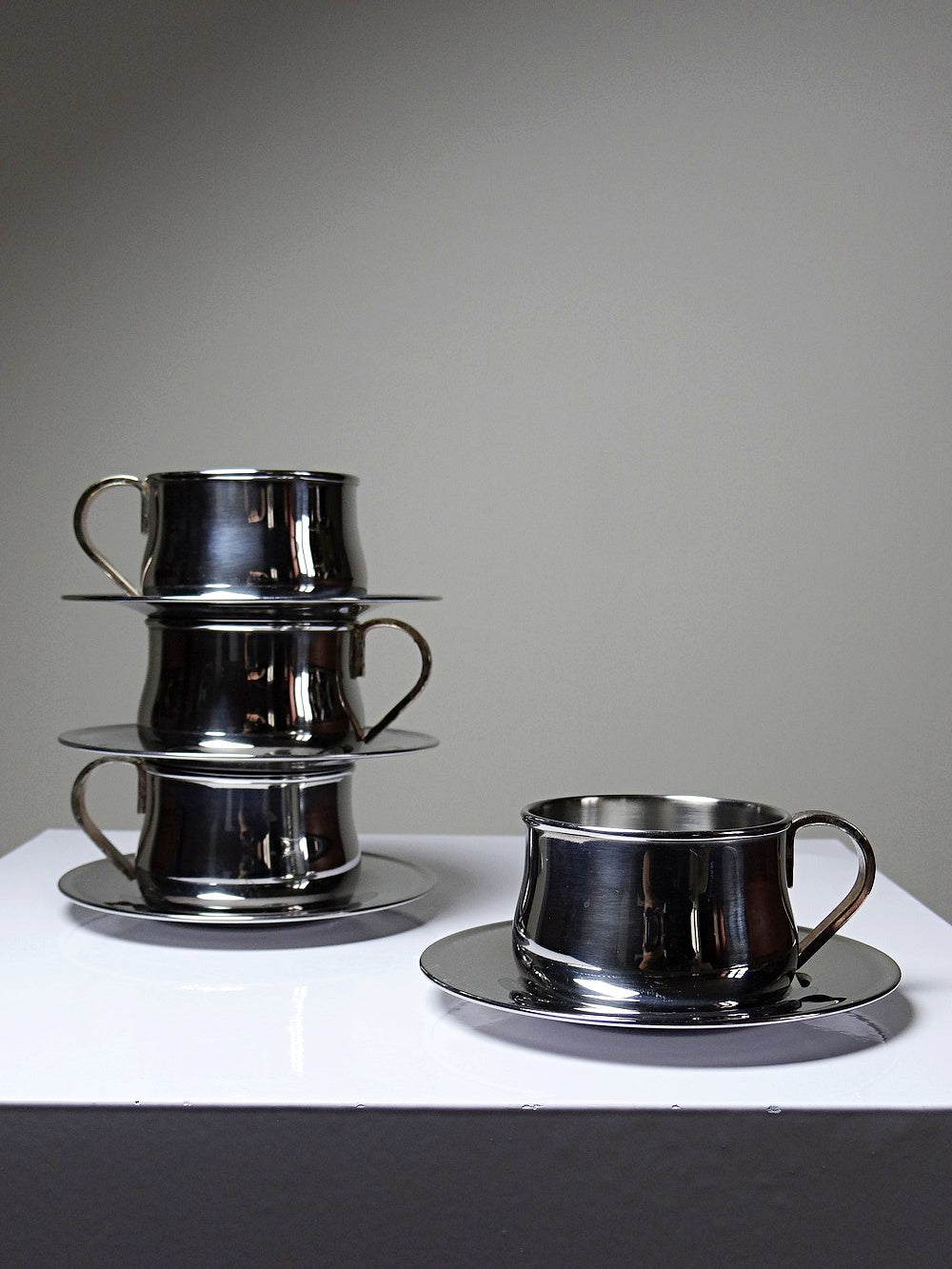 Vintage Espressotasse Set von 4 Inoxriv für Inoxriv Italien Edelstahl 18/10