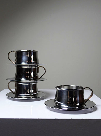 Vintage Espressotasse Set von 4 Inoxriv für Inoxriv Italien Edelstahl 18/10