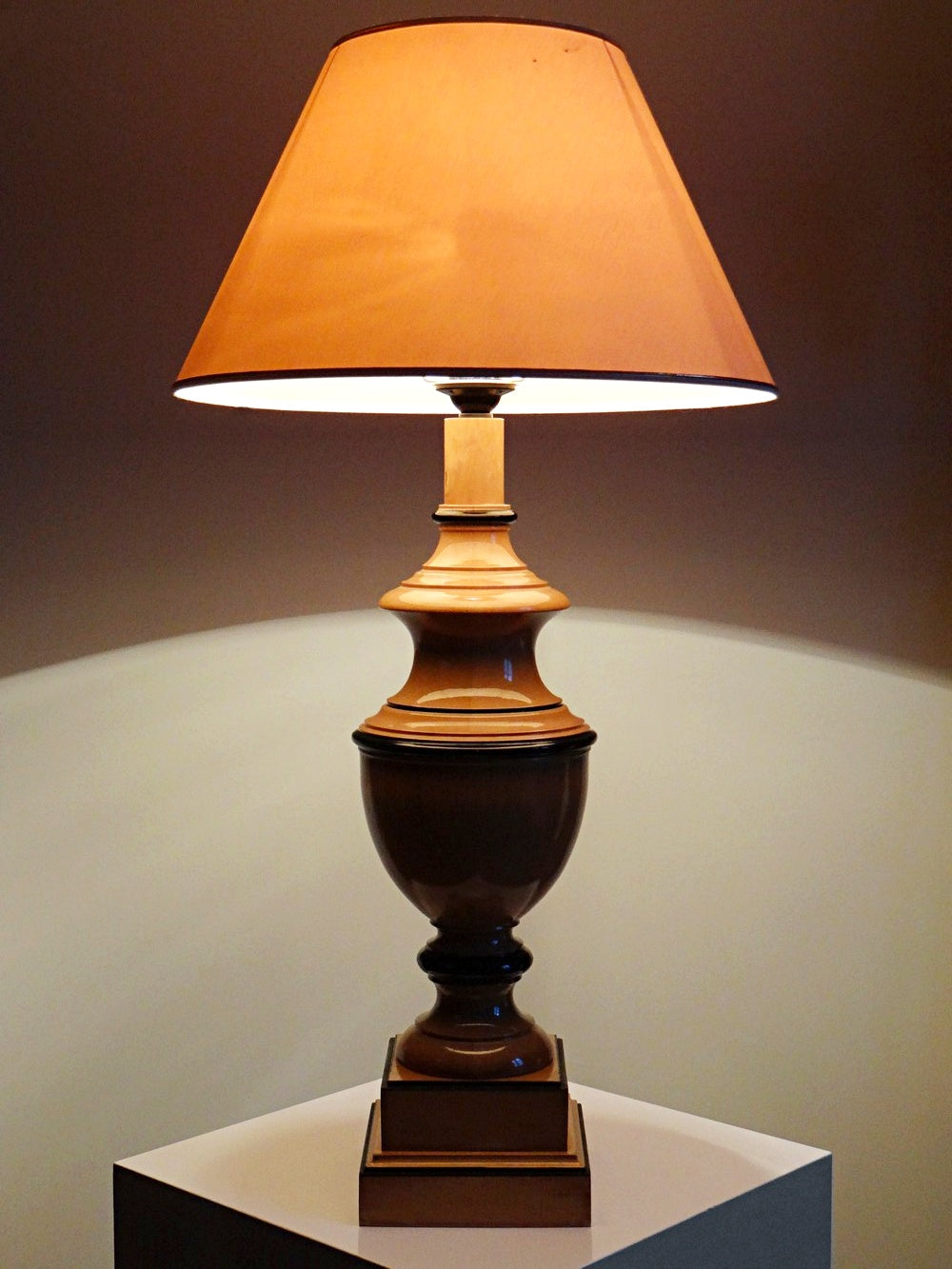 Vintage Lampe Verdennes von Le Dauphin helles Holz schwarz