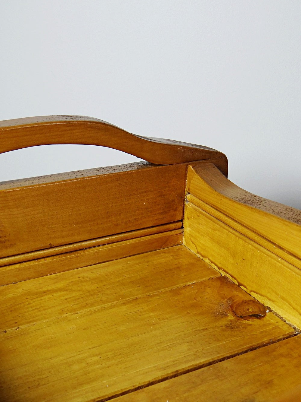 Vintage Tablett Massivholz mit Griffen, rustikal, handgefertigt