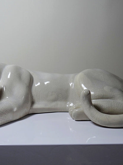 Vintage Panther Figur aus craqueliertem Steingut