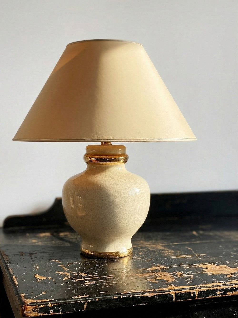 Vintage Lampe Panama Champagne Dynastie von Le Dauphin beige