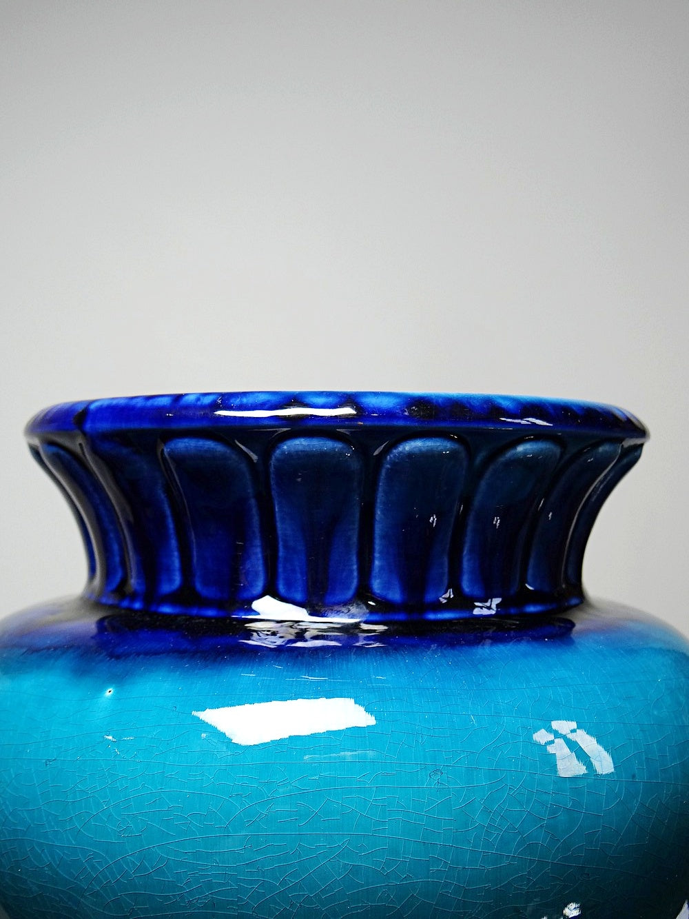Vintage Vase D. Dinis für D.Dinis türkis und kobaltblau