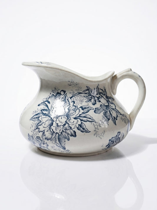 Vintage Waschkrug "Floréal" von Givors mit floralem Dekor XIXe