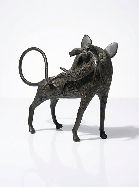 Vintage Bronzefigur Löwe oder Hyäne aus Benin Dahomey Cotonou BraunKunst