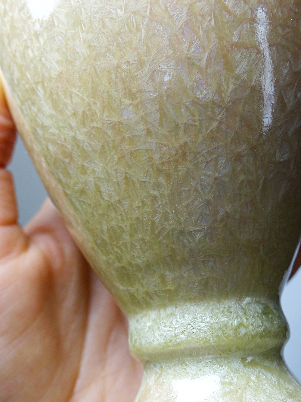 Vintage Vase von Bernard Guipouy für Atelier du Bol Doré kristalline Glasur Beige