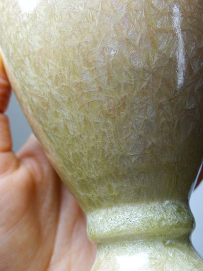 Vintage Vase von Bernard Guipouy für Atelier du Bol Doré kristalline Glasur Beige