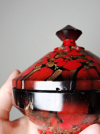 Vintage Bad-Set von Vincenzo Nason für Murano Aventurin Glas schwarz rot