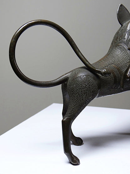 Vintage Bronzefigur Löwe oder Hyäne aus Benin Dahomey Cotonou BraunKunst