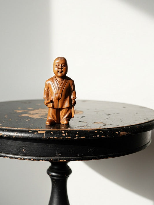 Vintage Figur chinesische Kinderfigur Buchsbaum braun Kunst