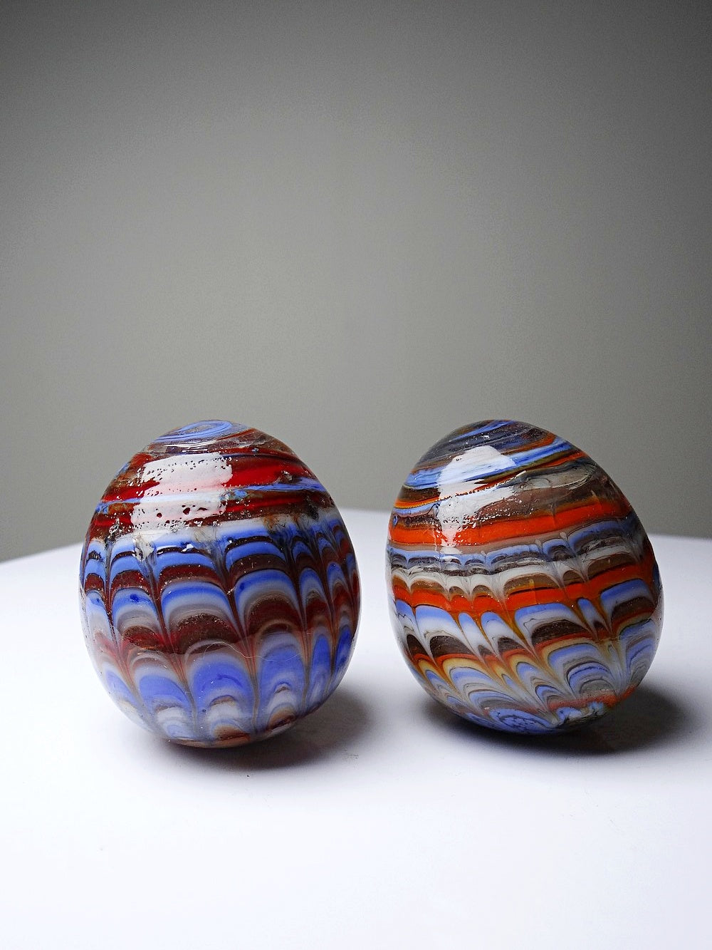 Vintage Set von 2 Murano-Glasei mehrfarbig, Kunst