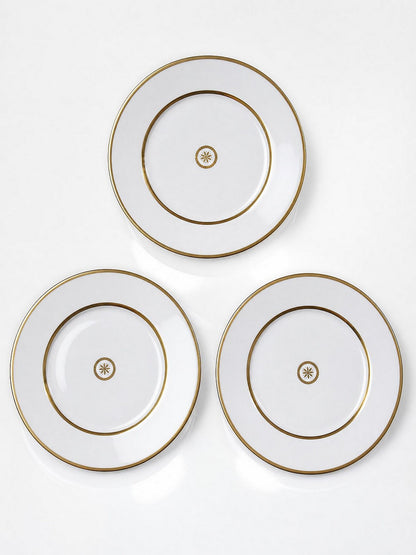 Set von 3 Vintage Teller "Sparte" von Bernardaud Limoges aus Porzellan mit Golddekor
