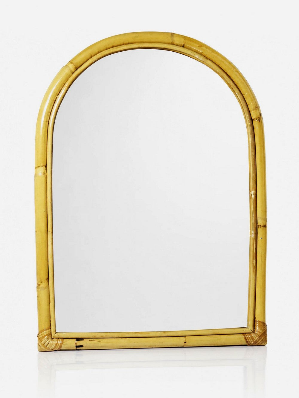 Vintage Wandspiegel mit Bogenform aus Bambus, Riviera Stil