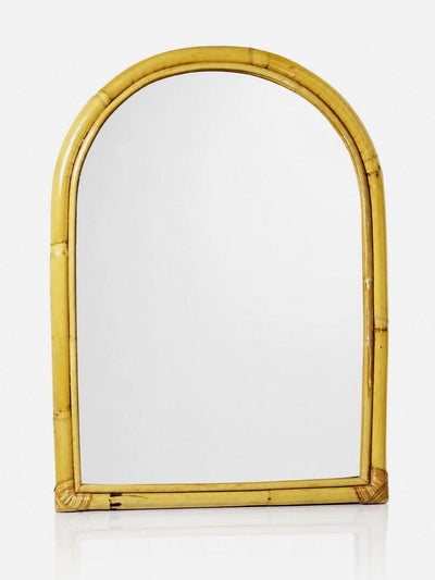 Vintage Wandspiegel mit Bogenform aus Bambus, Riviera Stil