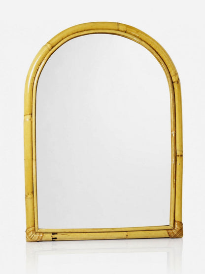 Vintage Wandspiegel mit Bogenform aus Bambus, Riviera Stil