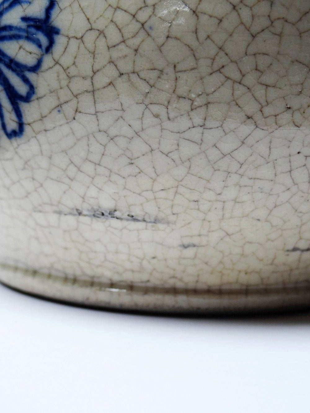 Vintage Krug blau creme faience Servieraccessoire blau creme