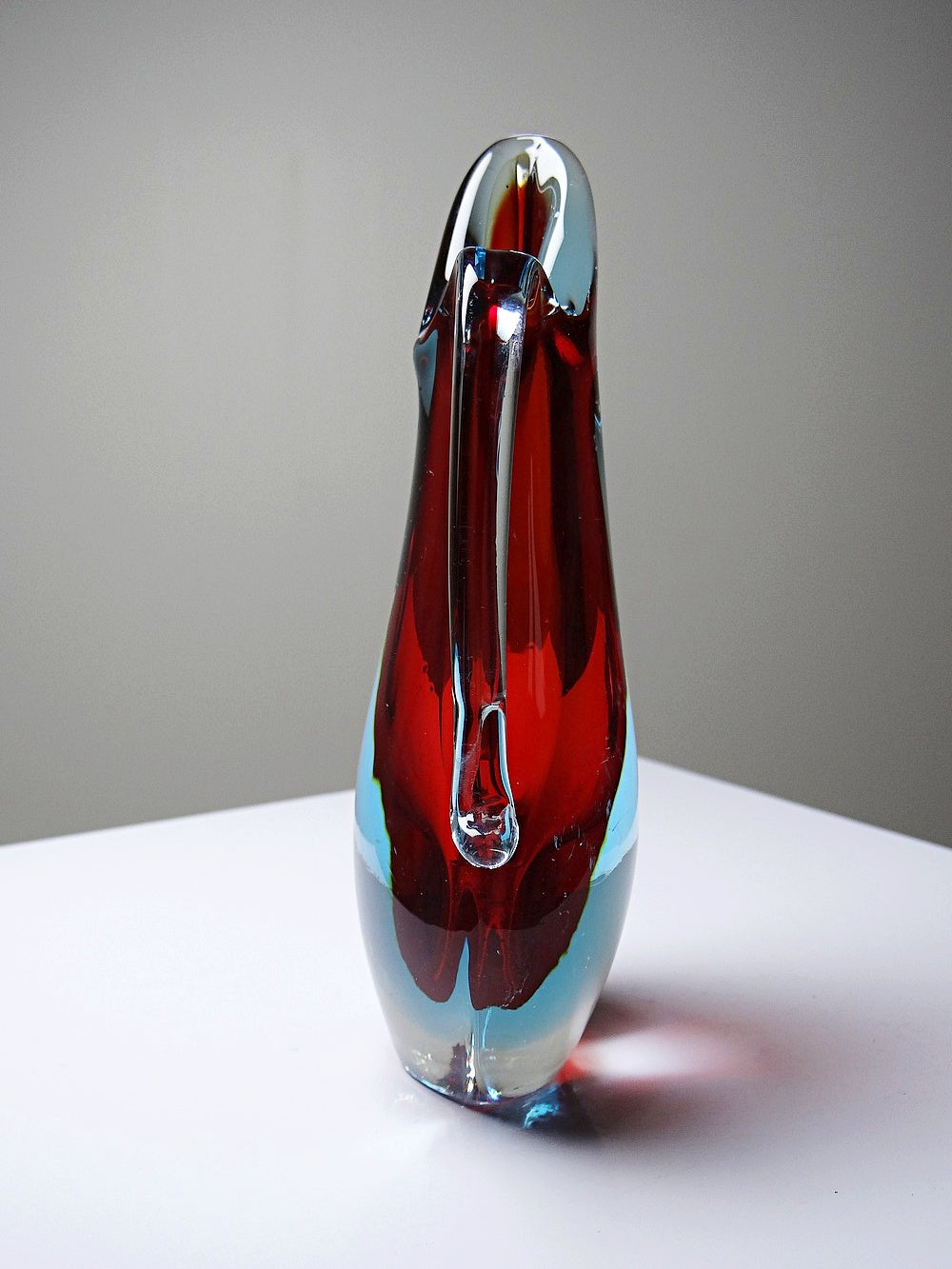 Vintage Vase Sommerso von Flavio Poli für Murano rot blau transparent