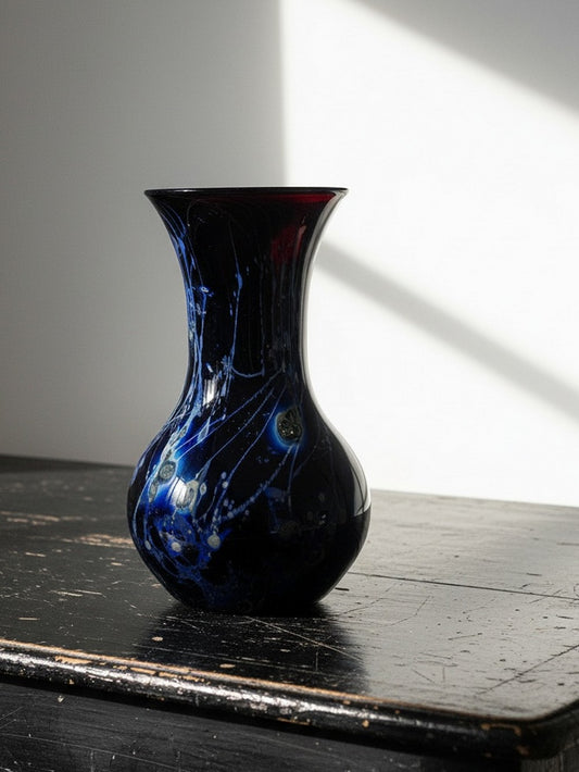 Vintage Kunstglasvase Violett mit Silberinclusionen von Studio Glass für Frankreich