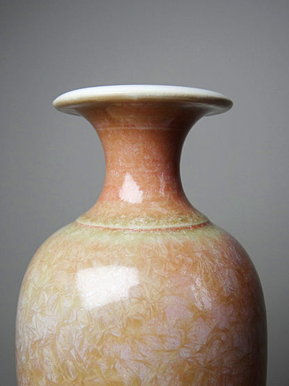 Vintage Vase von Bernard Guipouy für Atelier du Bol Doré kristalline Glasur Beige