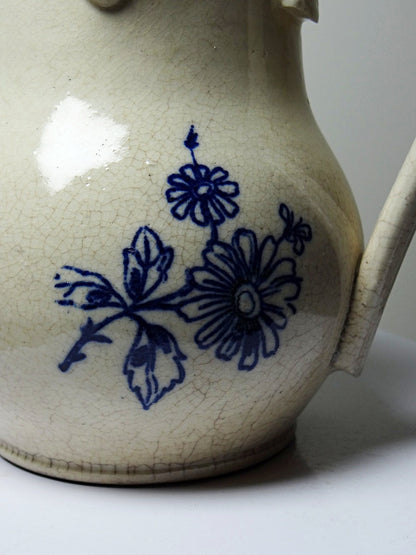 Vintage Krug blau creme faience Servieraccessoire blau creme