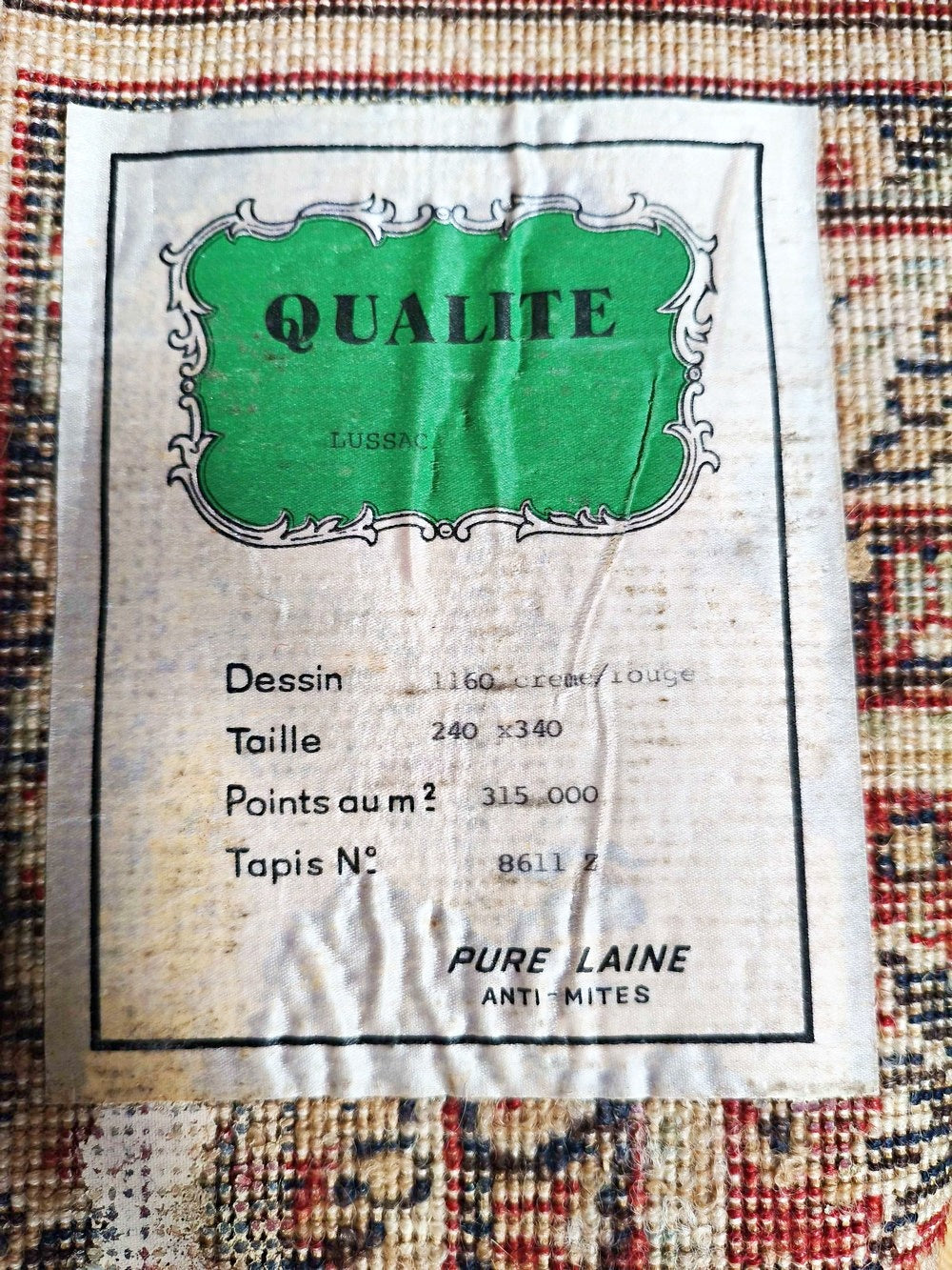 Vintage Teppich "Qualité Lussac" Perserdekor 240x340 cm aus Frankreich