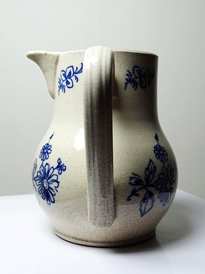 Vintage Krug blau creme faience Servieraccessoire blau creme
