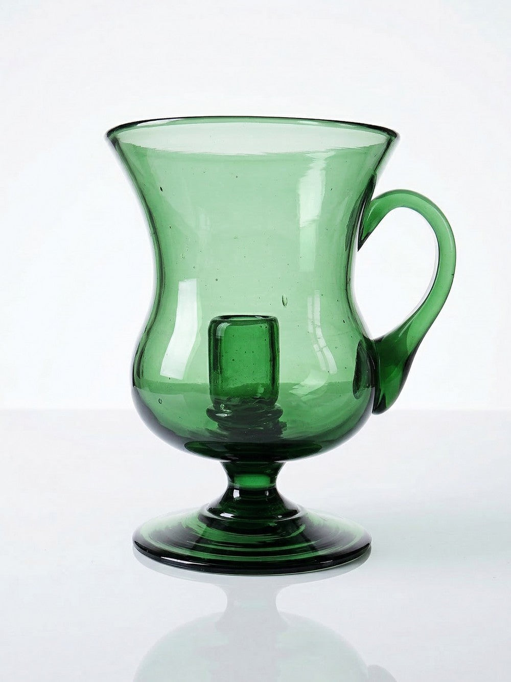 Vintage Photophor aus grünem Blasglas, großes Format
