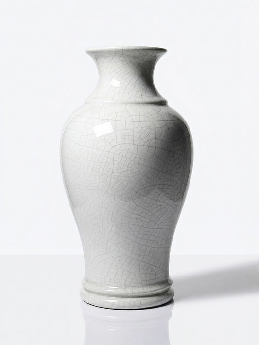 Vintage Vase chinesischer Stil weiß craqueliert weiß gelb Dekoration