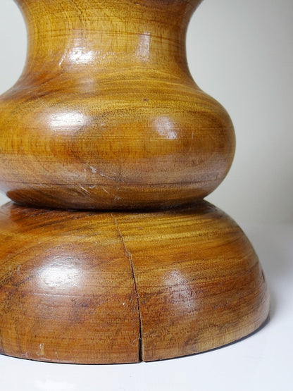 Vintage Tischlampe Holzring beige creme gold braun schwarz