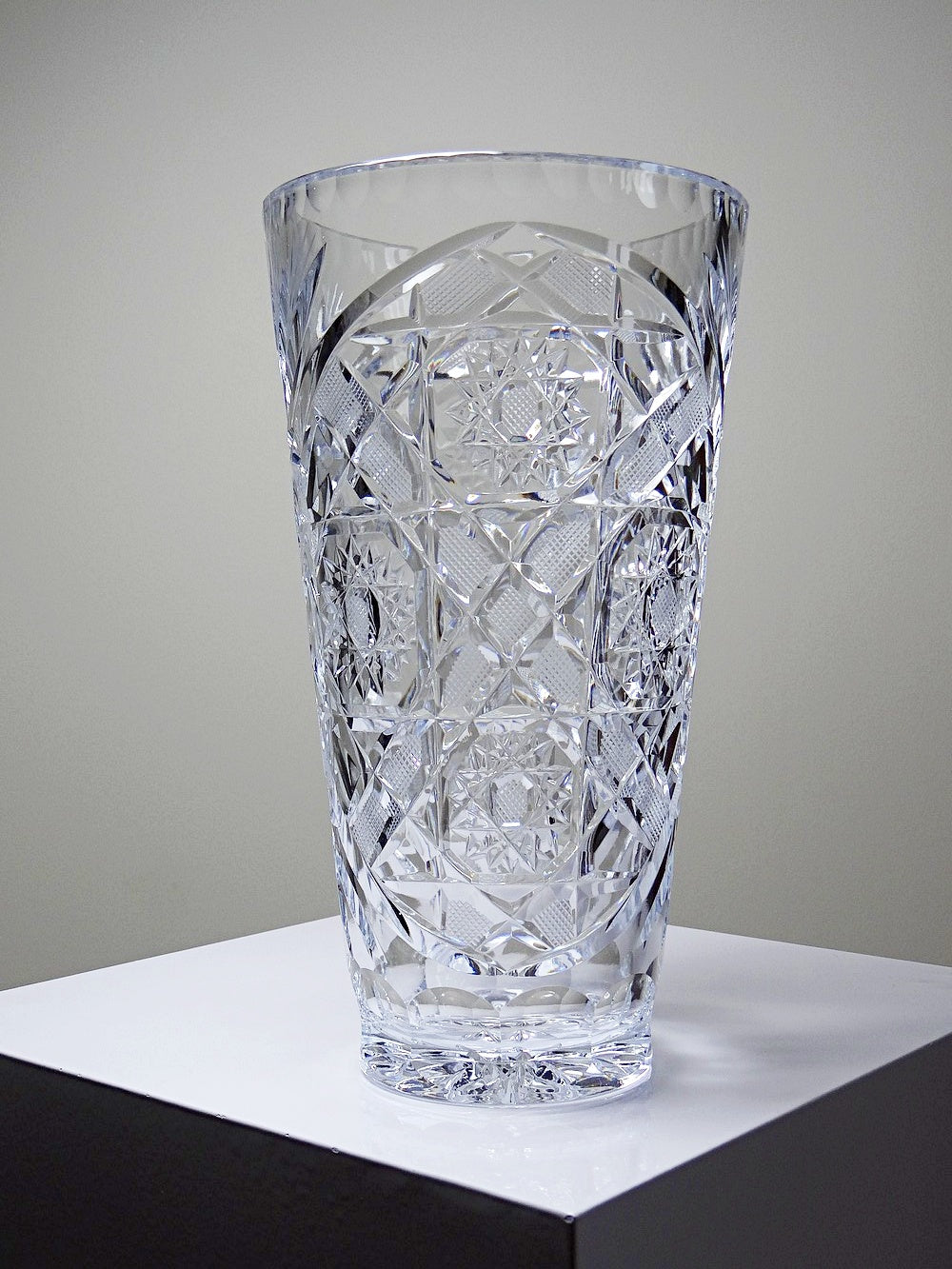 Vintage Vase aus Kristall, Böhmen Tschechoslowakei, durchsichtig