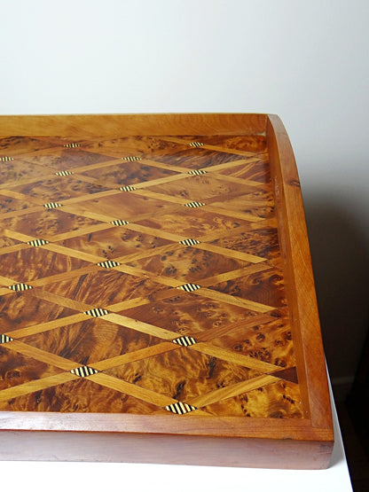 Vintage Tablett Thuja Zitronenholz Intarsie, marokkanisches Kunsthandwerk