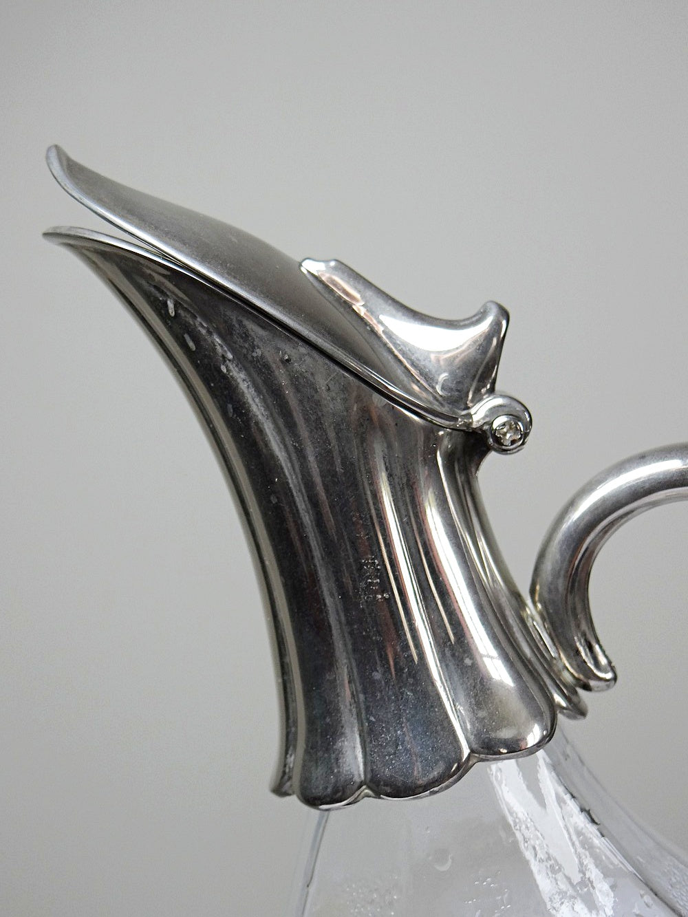 Vintage Kanne aus Glas und versilbertem Metall