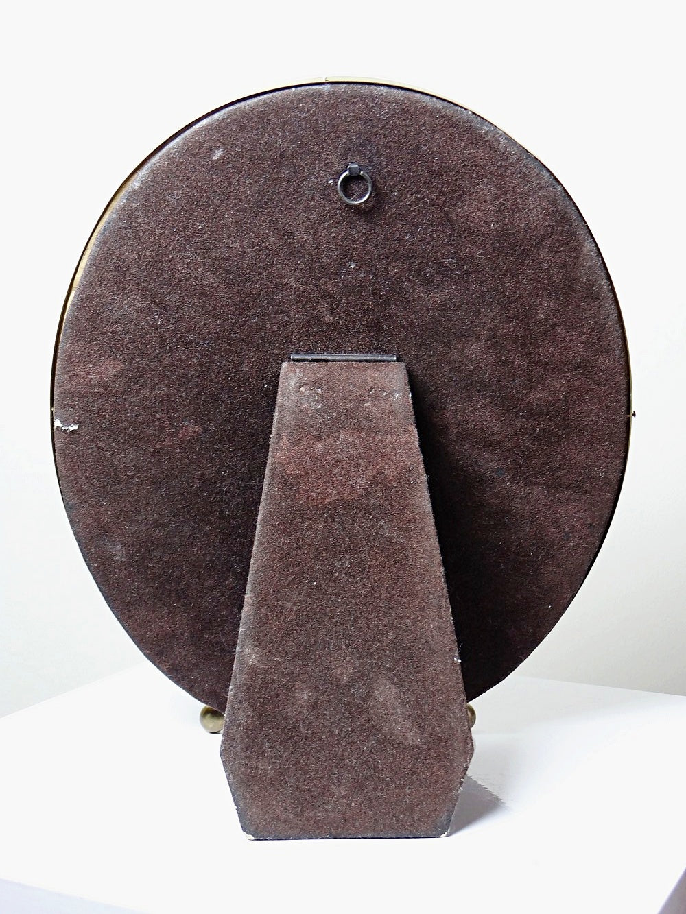 Vintage Tischspiegel oval aus vergoldetem Metall