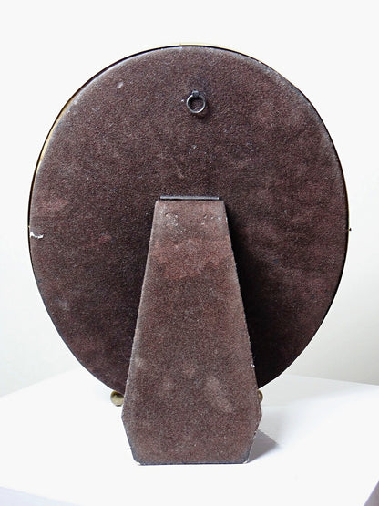 Vintage Tischspiegel oval aus vergoldetem Metall