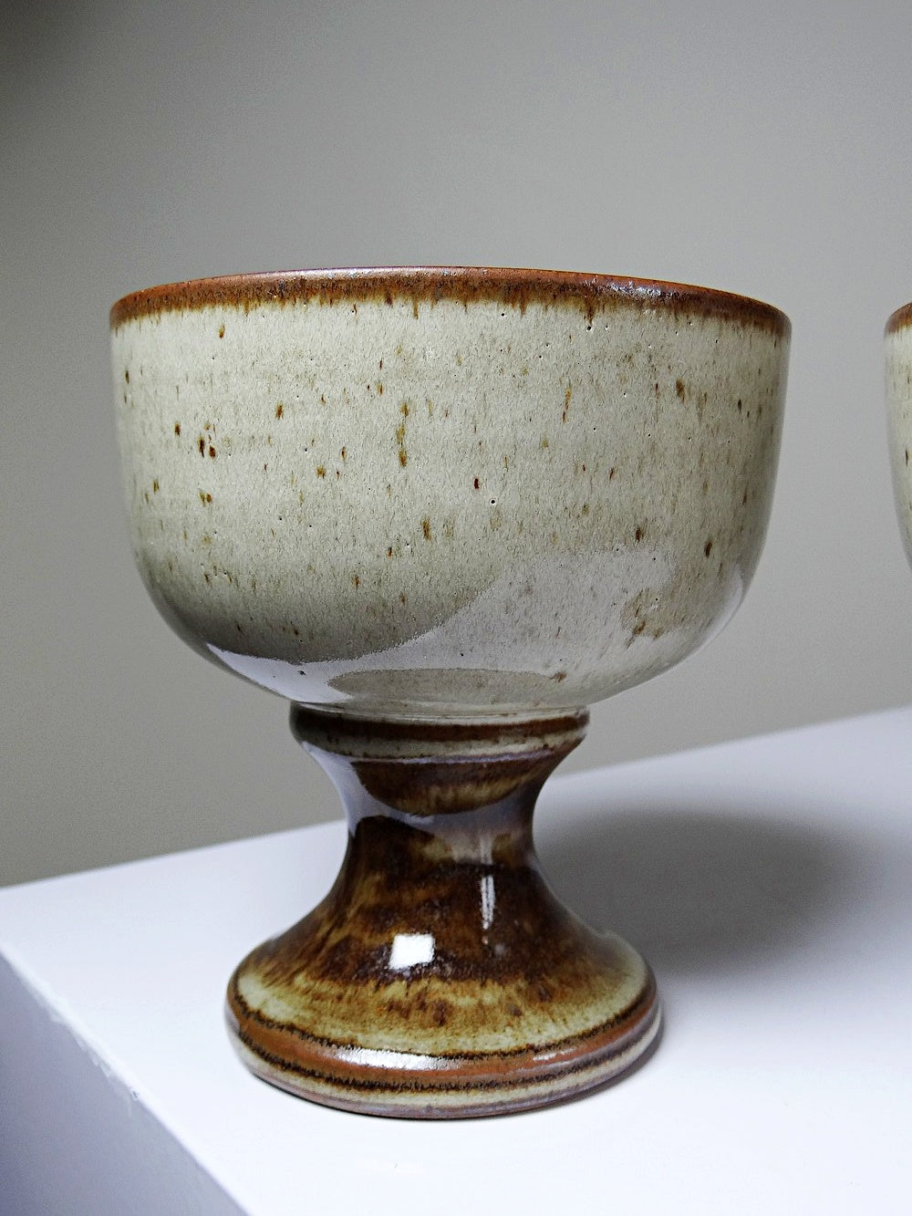 Set von 4 Vintage Cidreschale/Eisbecher auf Fuß aus glasierter Keramik England