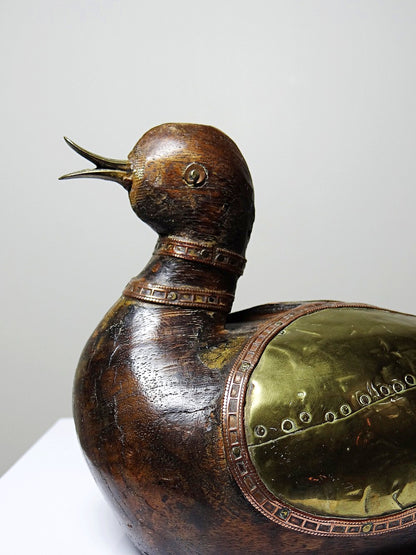 Vintage Ente MessingKunst Holzente Indienhandwerk Kupfer Messing