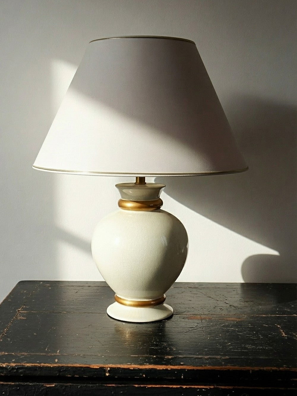 Vintage Lampe Panama von Le Dauphin für Le Dauphin creme, ivoire, gold