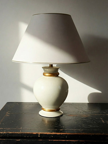Vintage Lampe Panama von Le Dauphin für Le Dauphin creme, ivoire, gold