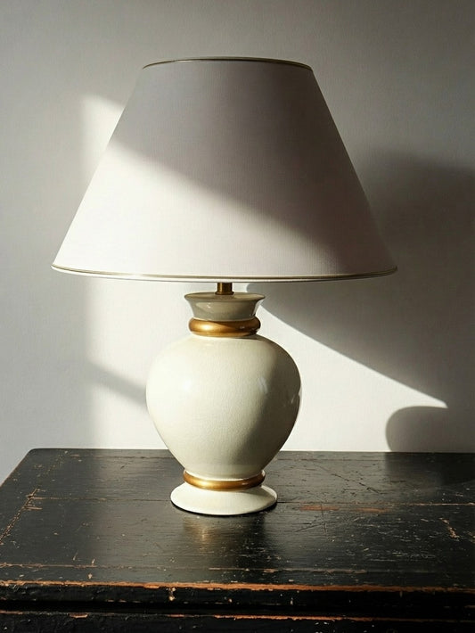 Vintage Lampe Panama von Le Dauphin für Le Dauphin creme, ivoire, gold