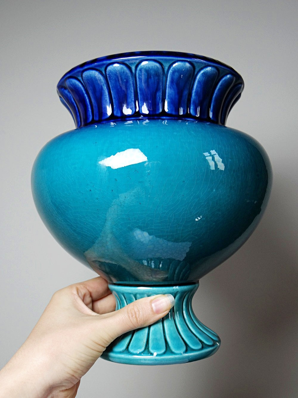 Vintage Vase D. Dinis für D.Dinis türkis und kobaltblau