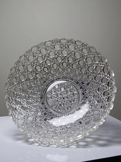 Vintage Schale von Baccarat für Pressglas mit Zinnfuß durchsichtig