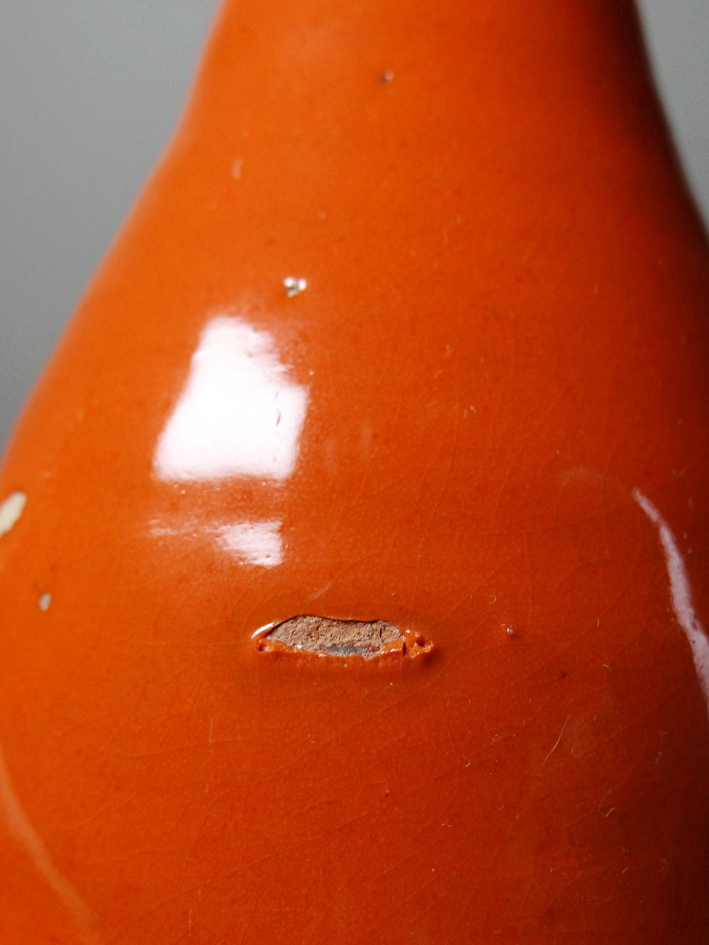 Vintage Lampenfuß Terrakotta orange glasiert Vintage Orange