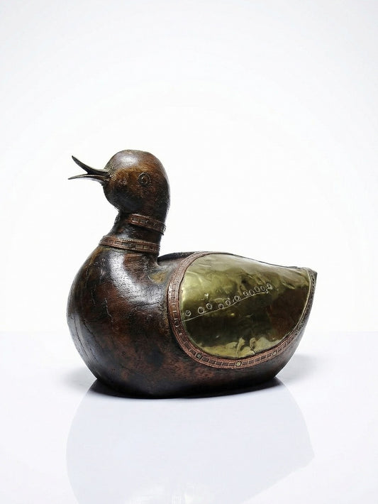Vintage Ente MessingKunst Holzente Indienhandwerk Kupfer Messing