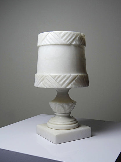 Vintage Nachtlichtlampe aus weißem Alabaster, ca. 1950-1970