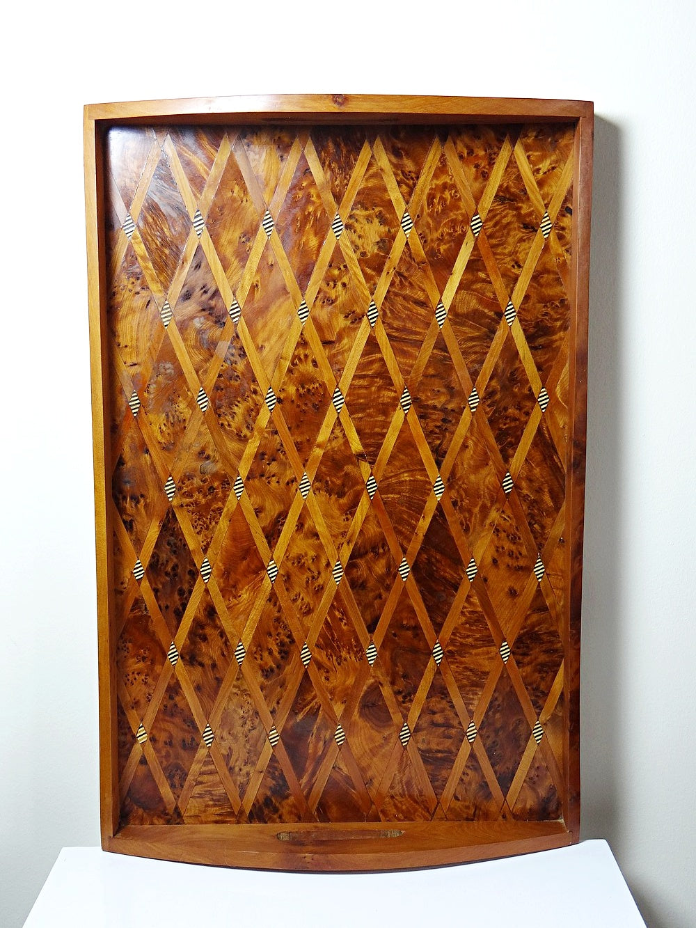 Vintage Tablett Thuja Zitronenholz Intarsie, marokkanisches Kunsthandwerk