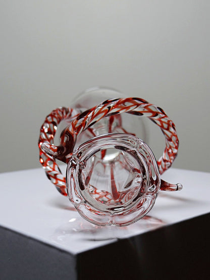 Vintage Vase Filigrana/Zanfirico von Murano Rot