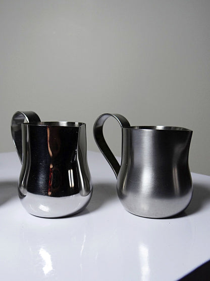 Vintage Barmessbecher Set von 4 aus gebürstetem Edelstahl, Silber