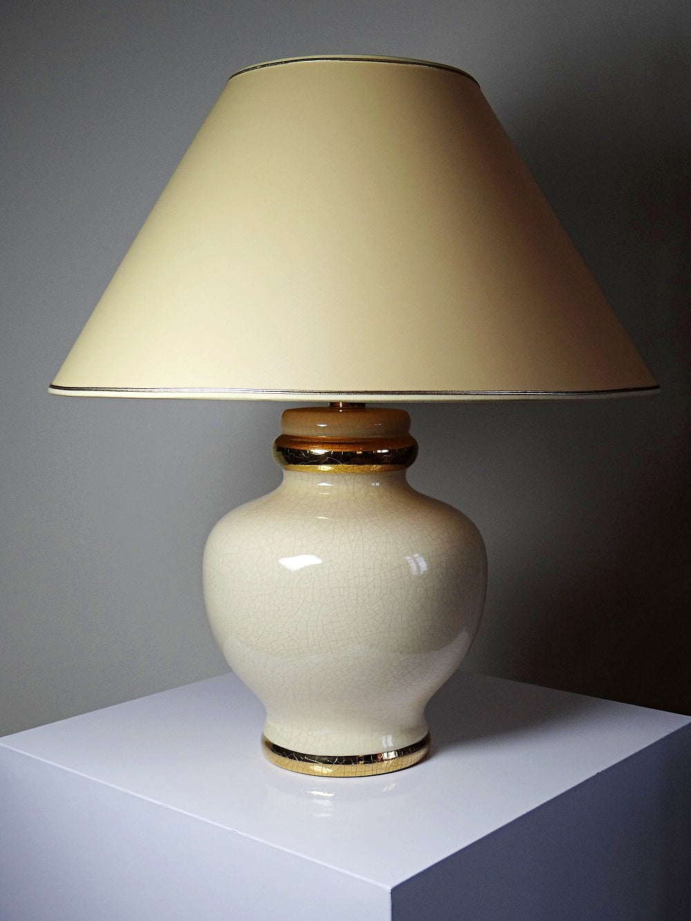 Vintage Lampe Panama Champagne Dynastie von Le Dauphin beige