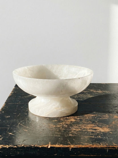 Vintage Schale oder Vide-Poche aus weißem Alabaster, Italien 1960er-1970er